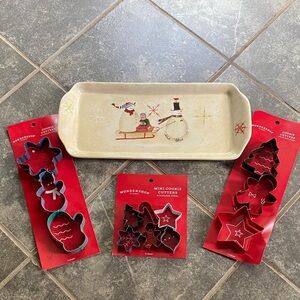 Snowman Serving Tray with Three Cookie Cutters